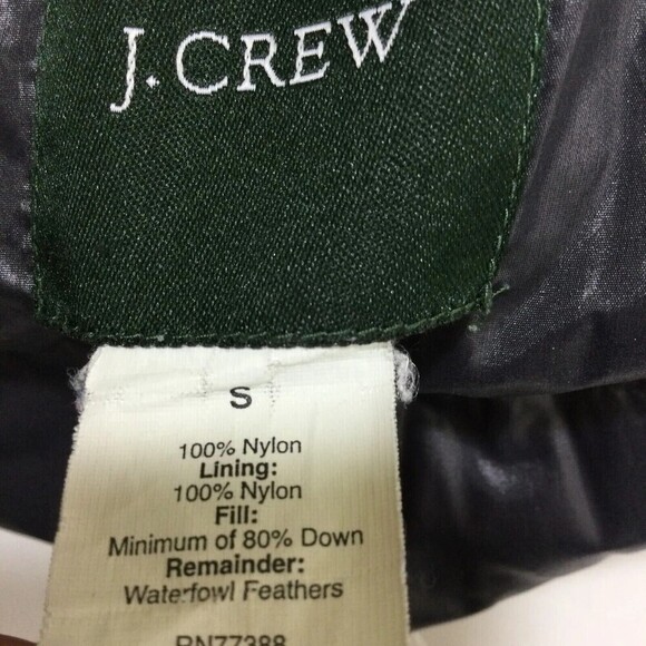 J. Crew Nylon Down Puffer Full Zip Hooded  Bomber Jacket Blue Size Small - Picture 15 of 15